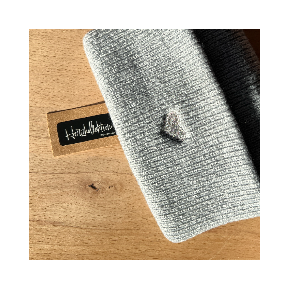 HerzBeanie Aschgrau-Silber // X-MAS✨Special // sofort verfügbar
