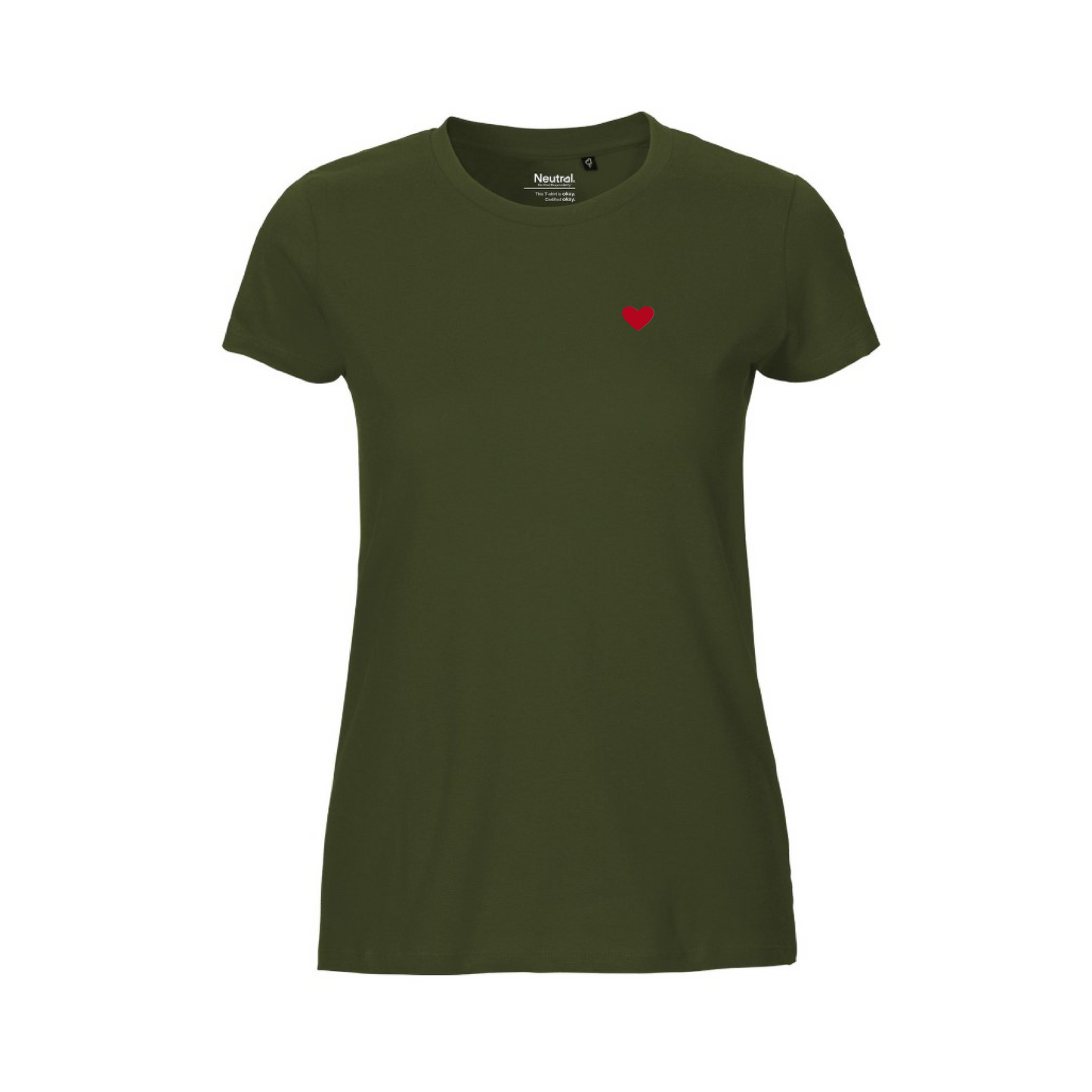 HerzShirt Women Rundhals // Moosgrün