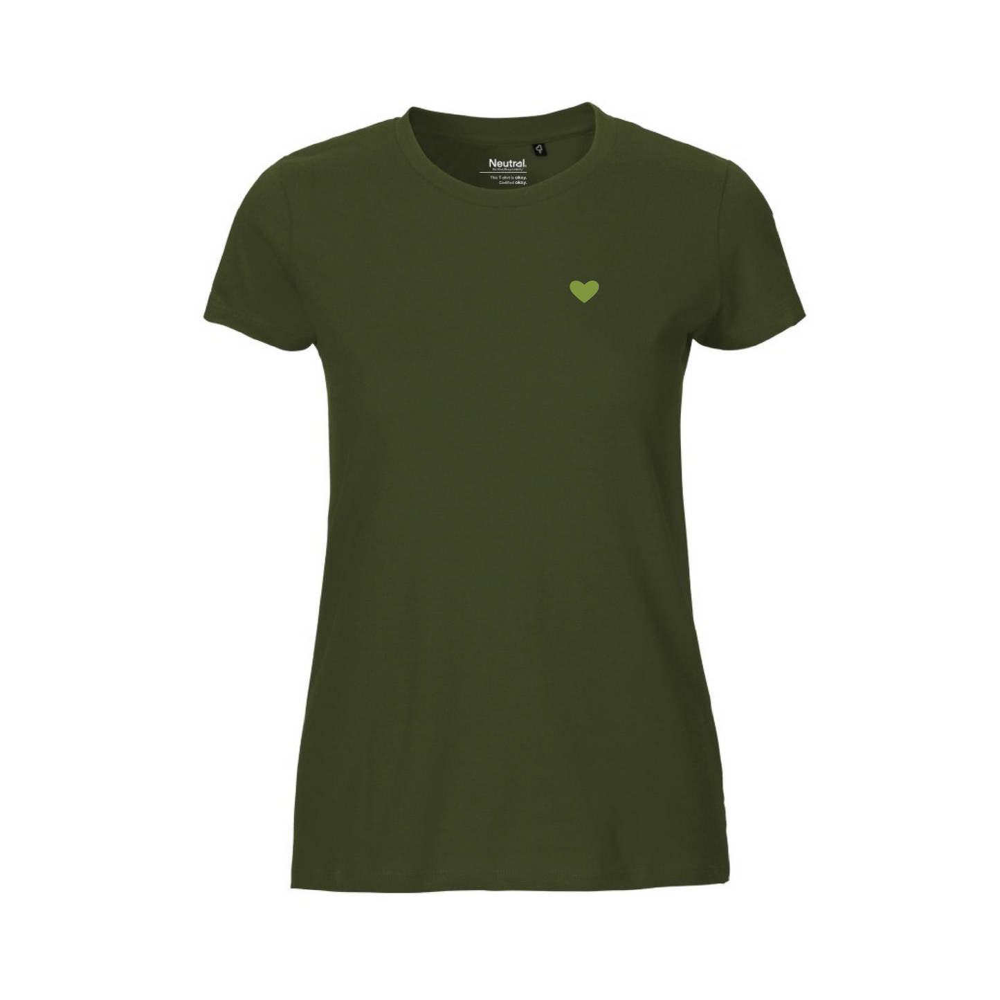 HerzShirt Women Rundhals // Moosgrün