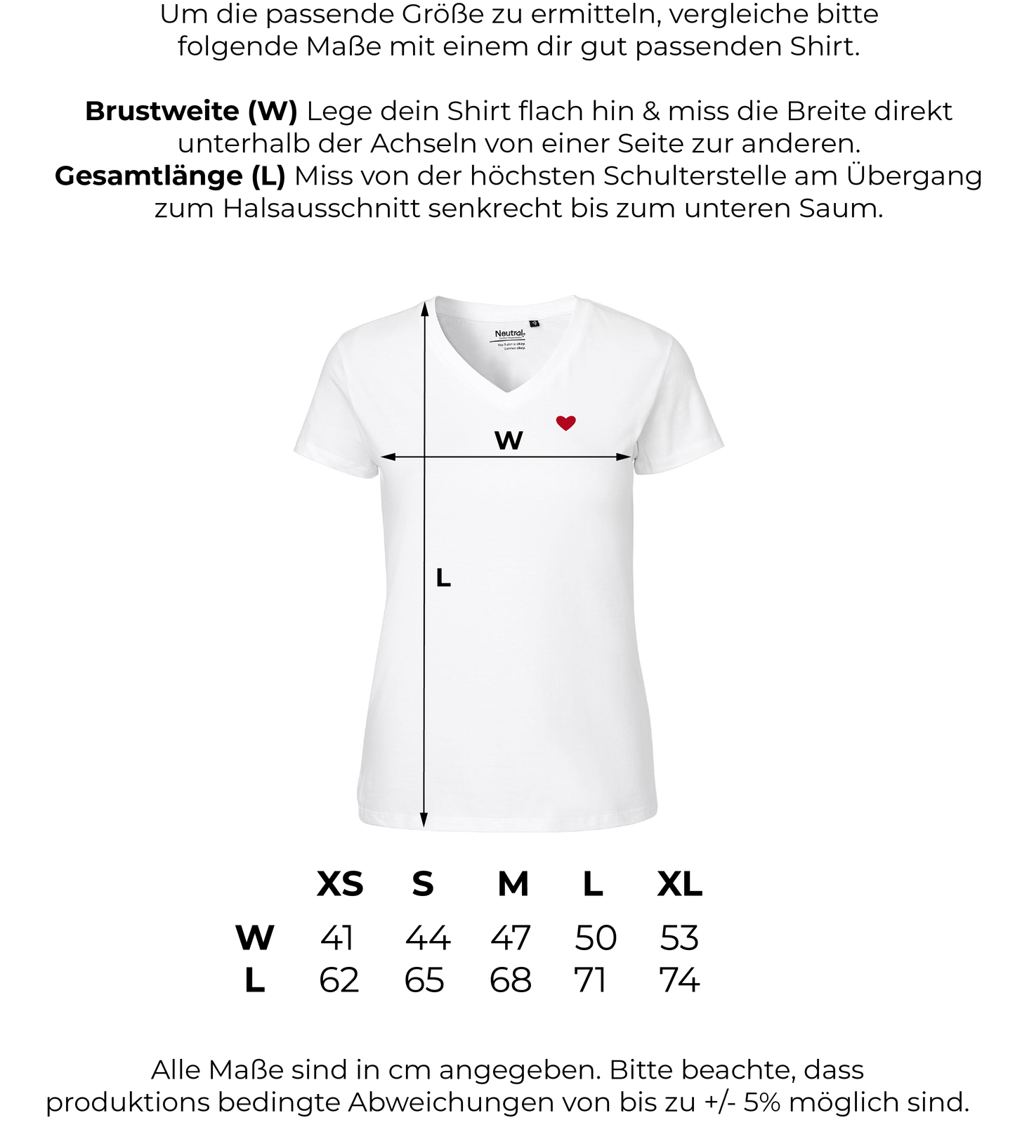 HerzShirt Women V-Neck // Weiß M // sofort verfügbar
