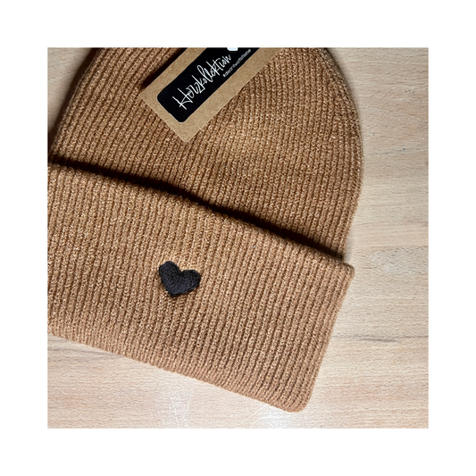 HerzBeanie Karamell-Schwarz // sofort verfügbar