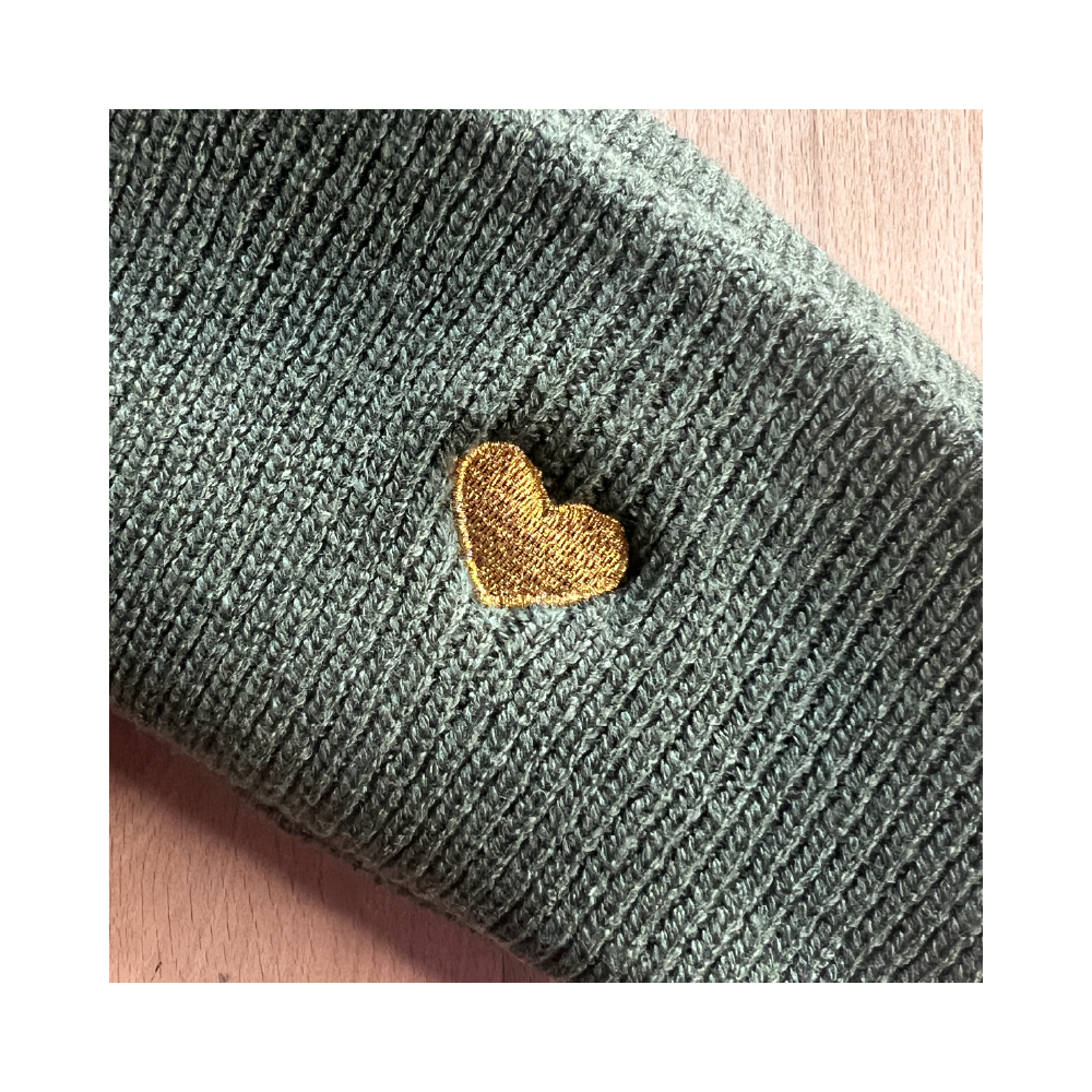 HerzBeanie Waldgrün-Gold //  X-MAS✨Special // sofort verfügbar