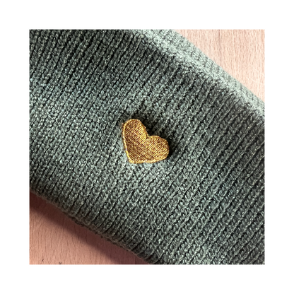 HerzBeanie Waldgrün-Gold //  X-MAS✨Special // sofort verfügbar