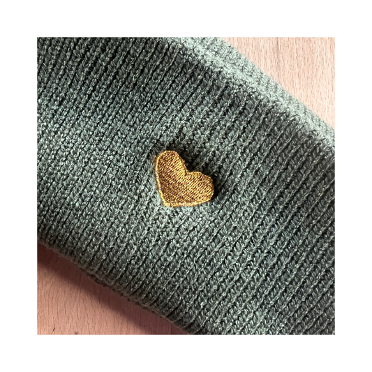 HerzBeanie Waldgrün-Gold //  X-MAS✨Special // sofort verfügbar