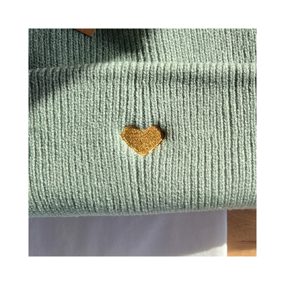 HerzBeanie Salbei-Gold // X-MAS✨Special // sofort verfügbar