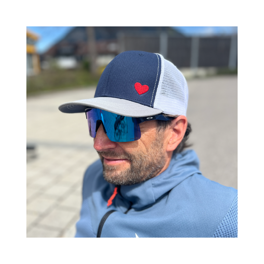 HerzCap Trucker // Nachtblau-Grau-Weiß