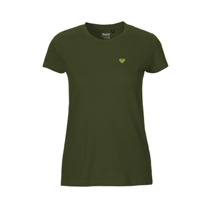 HerzShirt Women Rundhals // Moosgrün