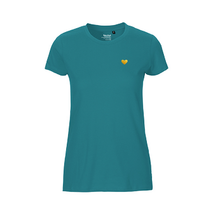 HerzShirt Women Rundhals // Petrol-Gold // sofort verfügbar