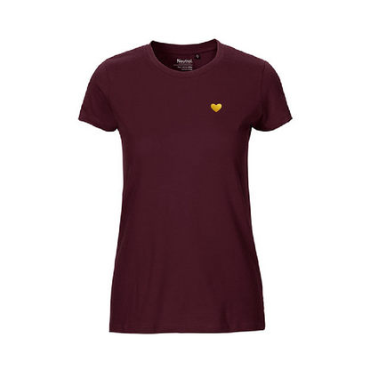 HerzShirt Women Rundhals // Weinrot-Gold // sofort verfügbar