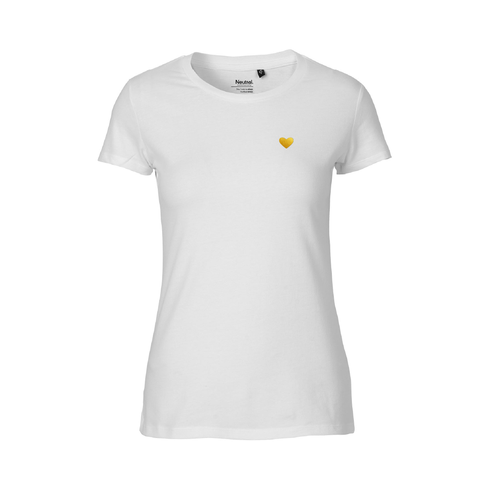 HerzShirt Women Rundhals // Weiß-Gold // sofort verfügbar