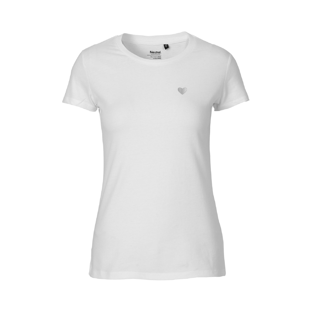 HerzShirt Women Rundhals // Weiß-Silber // sofort verfügbar