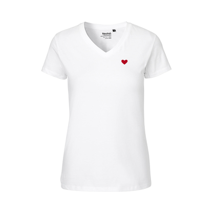 HerzShirt Women V-Neck // Weiß