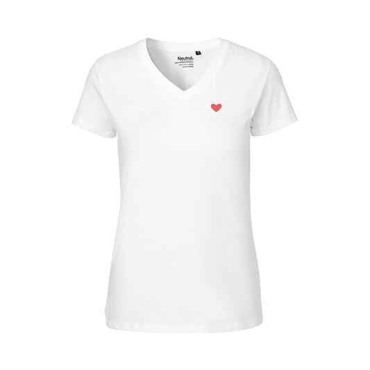 HerzShirt Women V-Neck // Weiß M // sofort verfügbar